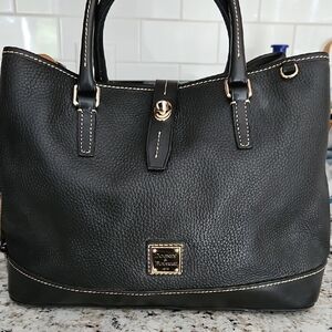 Dooney & Bourke Black Satchel with Polished Leather